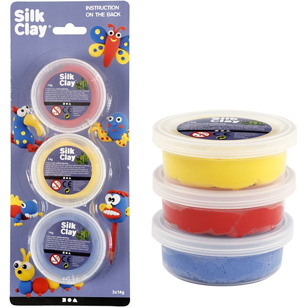 Silk Clay®, blauw, rood, geel, 3x14 gr/ 1 doos