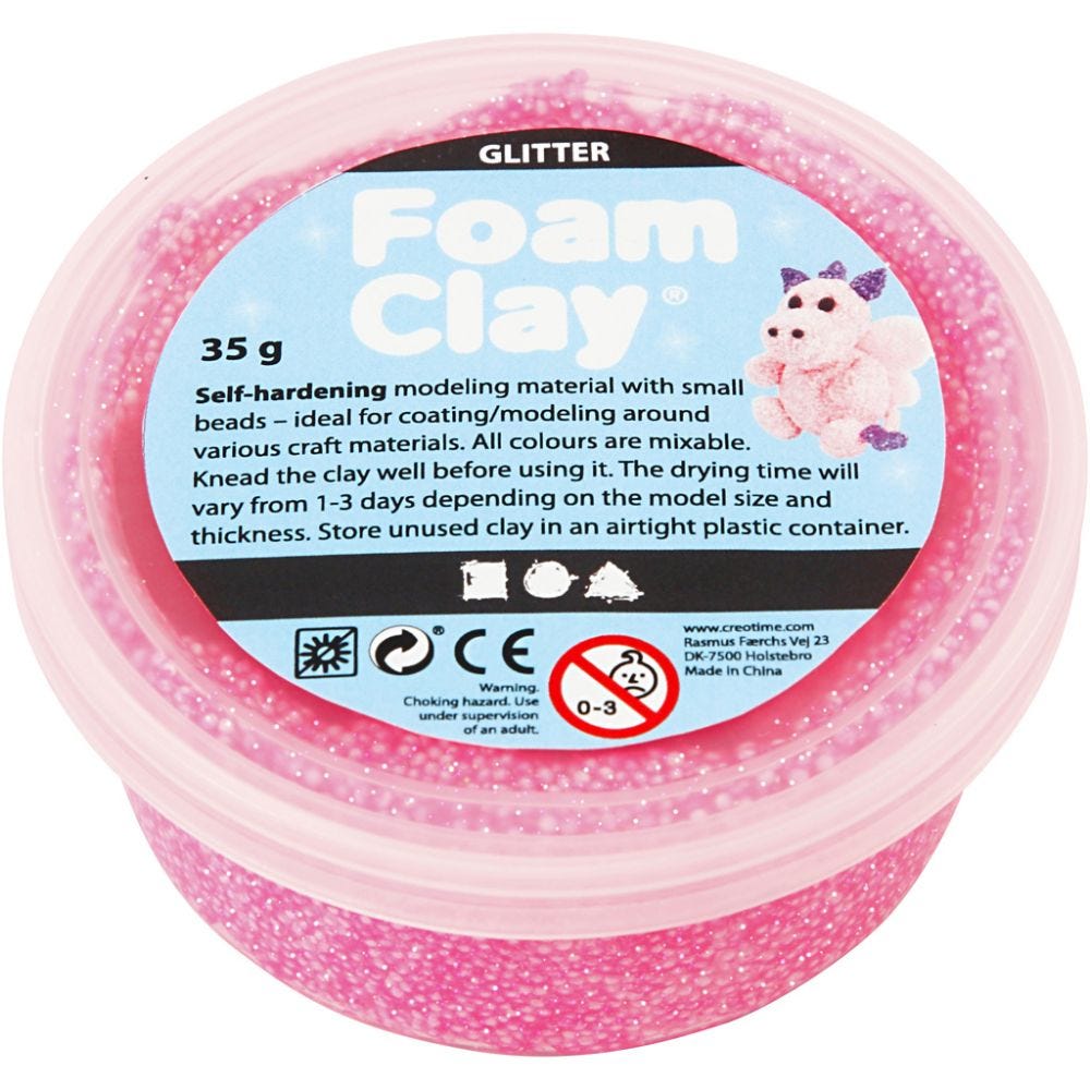 Foam Clay®, glitter, roze, 35 gr/ 1 Doosje