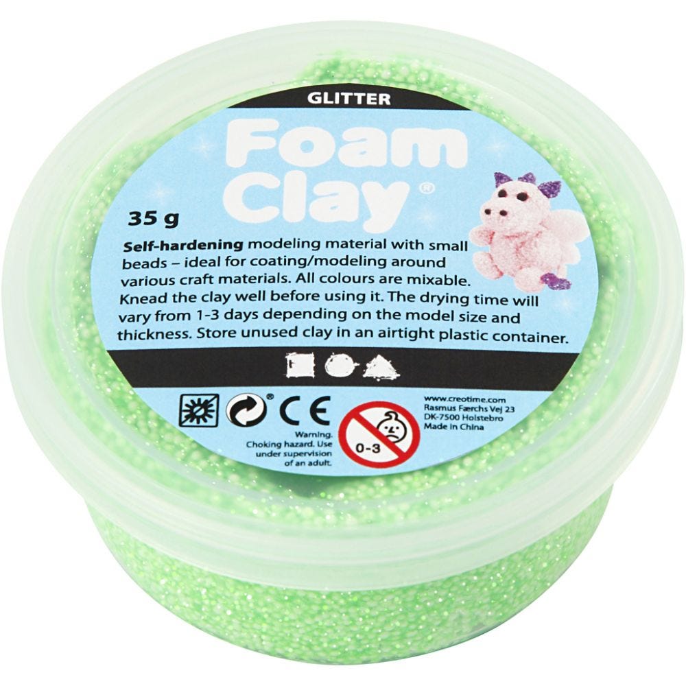 Foam Clay®, glitter, groen, 35 gr/ 1 Doosje
