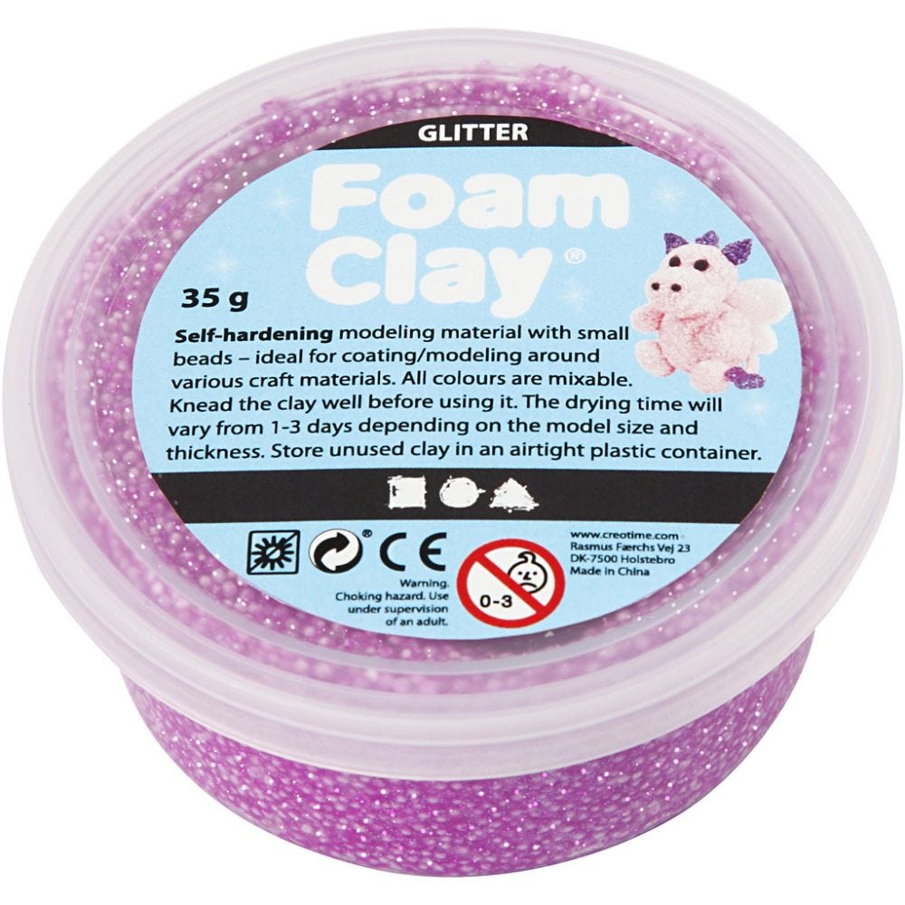 Foam Clay®, glitter, paars, 35 gr/ 1 Doosje