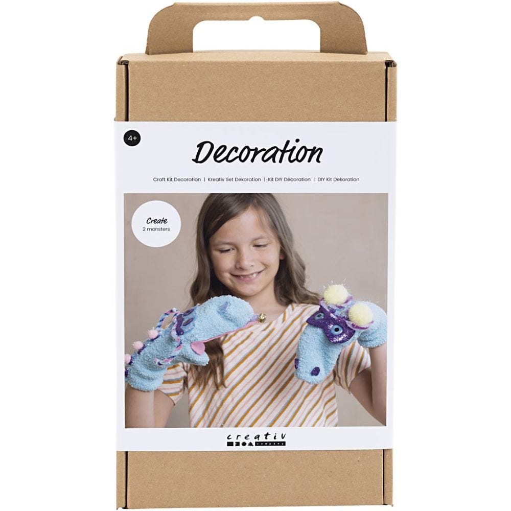 Mini Hobbyset Decoratie, Sokkenmonster, diverse kleuren, 1 doos