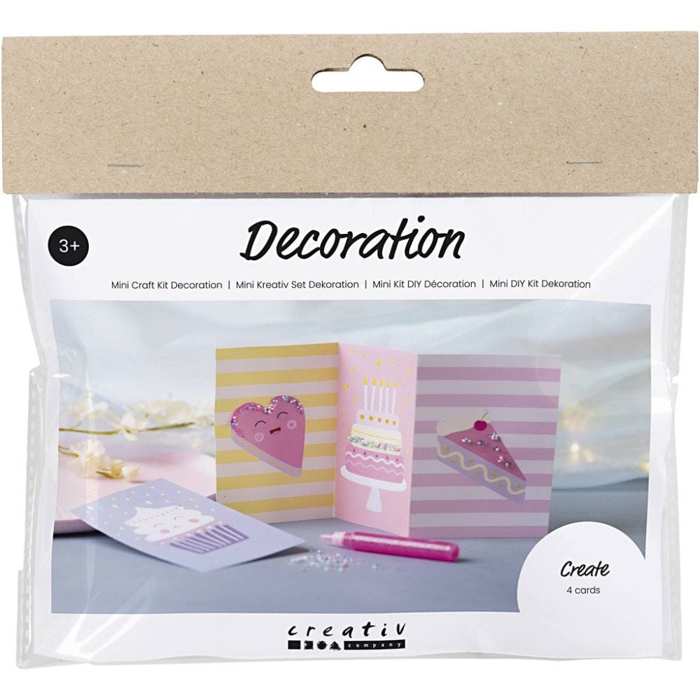 Mini Hobbyset Decoratie, Taartjes, pastel roze, pastel paars, pastel geel, pastel purple, 1 doos