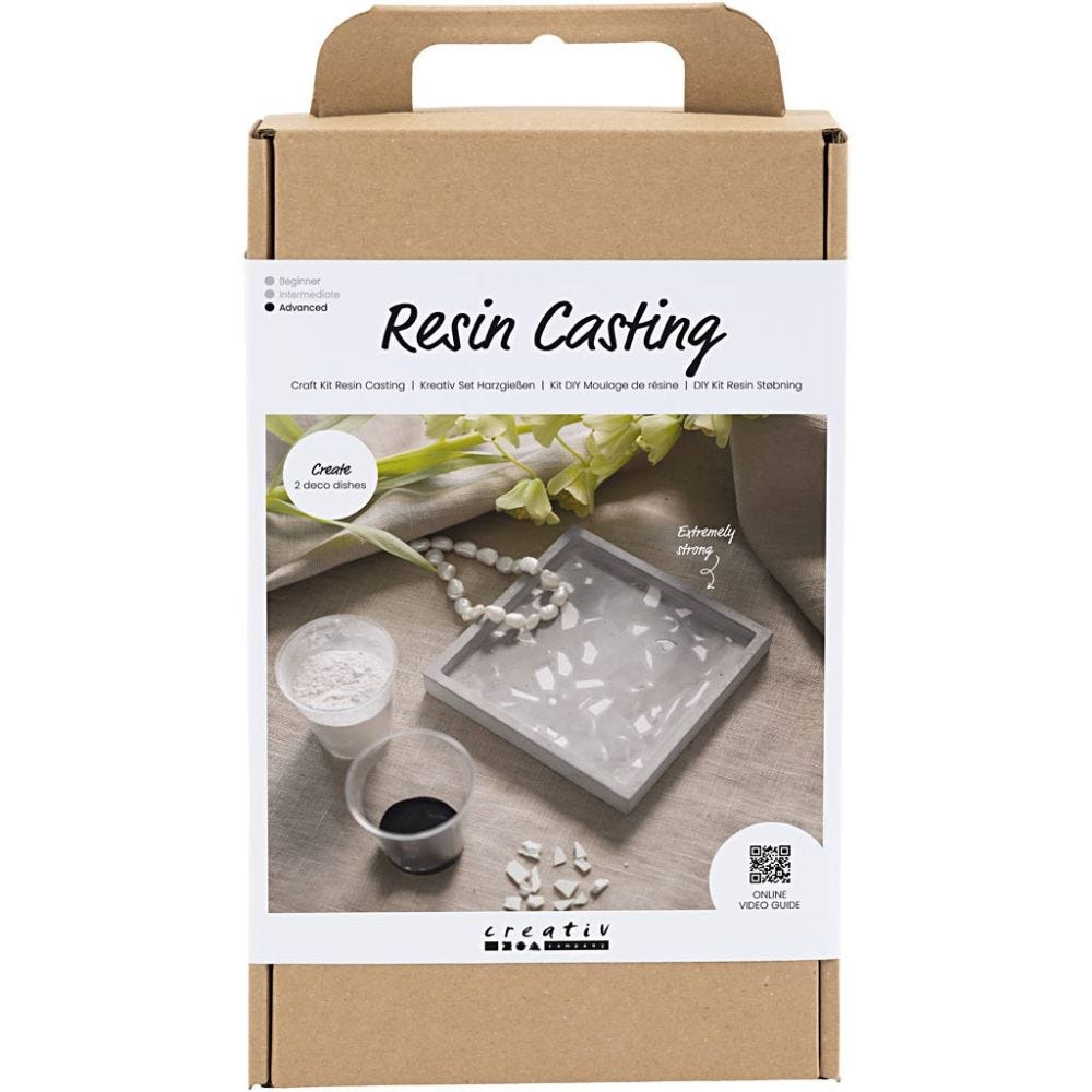 Hobbyset Hars Gieten, Dienblad met terrazzo, zwart, wit, 1 doos