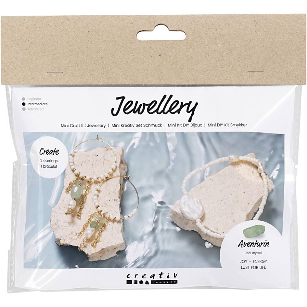 Mini Hobbyset Sieraden, Aventurijn mix armband en oorbellen, 1 doos