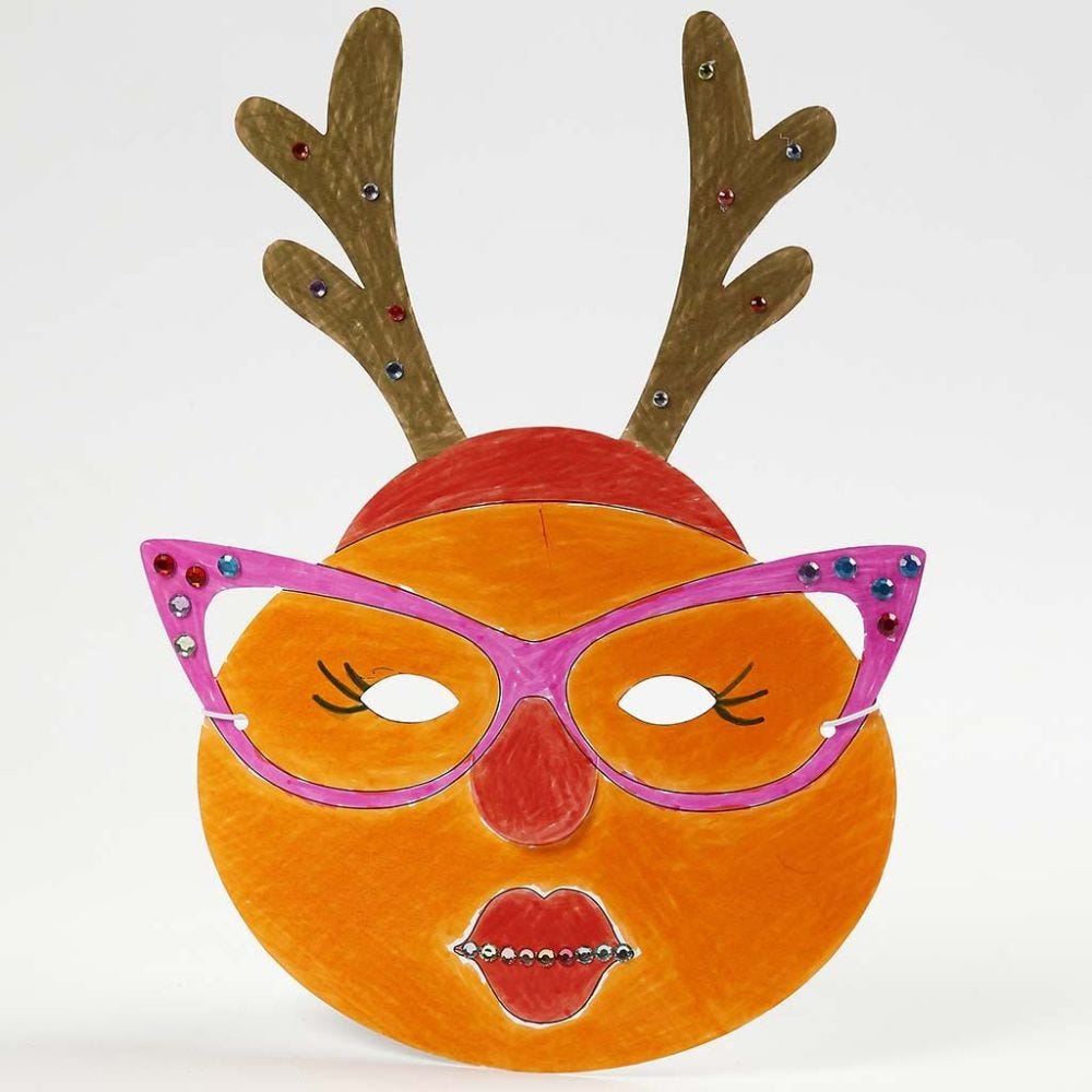 Een geverfd en gedecoreerd masker voor kerst