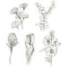 30 stuk/ 1 doos, zwart/wit bloemen, afm 30-50 mm