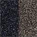 2x7 gr/ 1 doos, d 1,7 mm, afm 15/0, gatgrootte 0,5-0,8 mm, zwart, donker metallic grijs