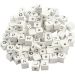 96 div/ 1 doos, A-Z, &, #, ? en blanco, afm 8x8 mm, gatgrootte 3 mm, wit