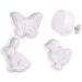 4 stuk/ 1 doos, Paasei, haas, kip, vlinder, H: 5 cm, wit