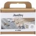 1 doos, Oorbellen, armband en halsketting met bloemontwerp, beige, licht beige, beige