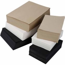 Kraft-Papier, A3,A4, 100+135 gr, zwart, grijs, edele, wit, 6000 div vellen/ 1 doos
