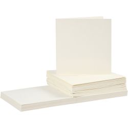 Kaarten en enveloppen, afmeting kaart 15x15 cm, afmeting envelop 16x16 cm, 110+220 gr, off-white, 50 set/ 1 doos