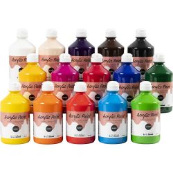 Acrylverf Glossy, diverse kleuren, 15x500 ml/ 1 doos