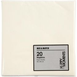 Servetten, afm 40x40 cm, 60 gr, off-white, 20 stuk/ 1 doos